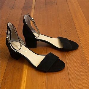 Free People Black Suede  Ankle Strap Heels